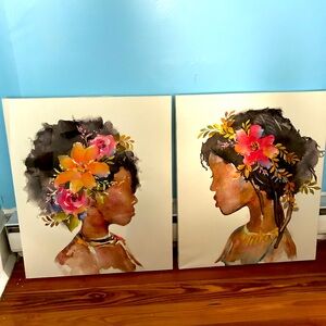 Two wall art canvases